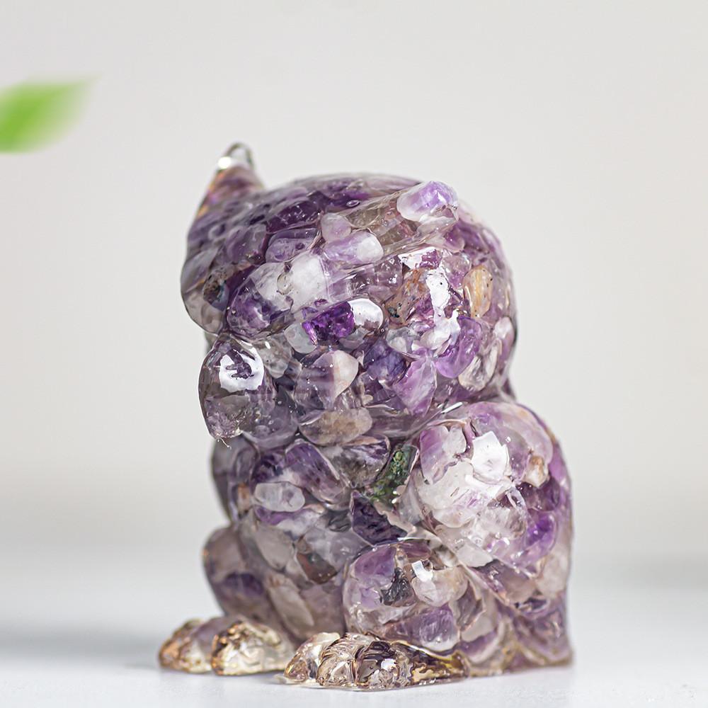 Resin Crystal Owl Figurine Home Decor Gift For Animal Lovers