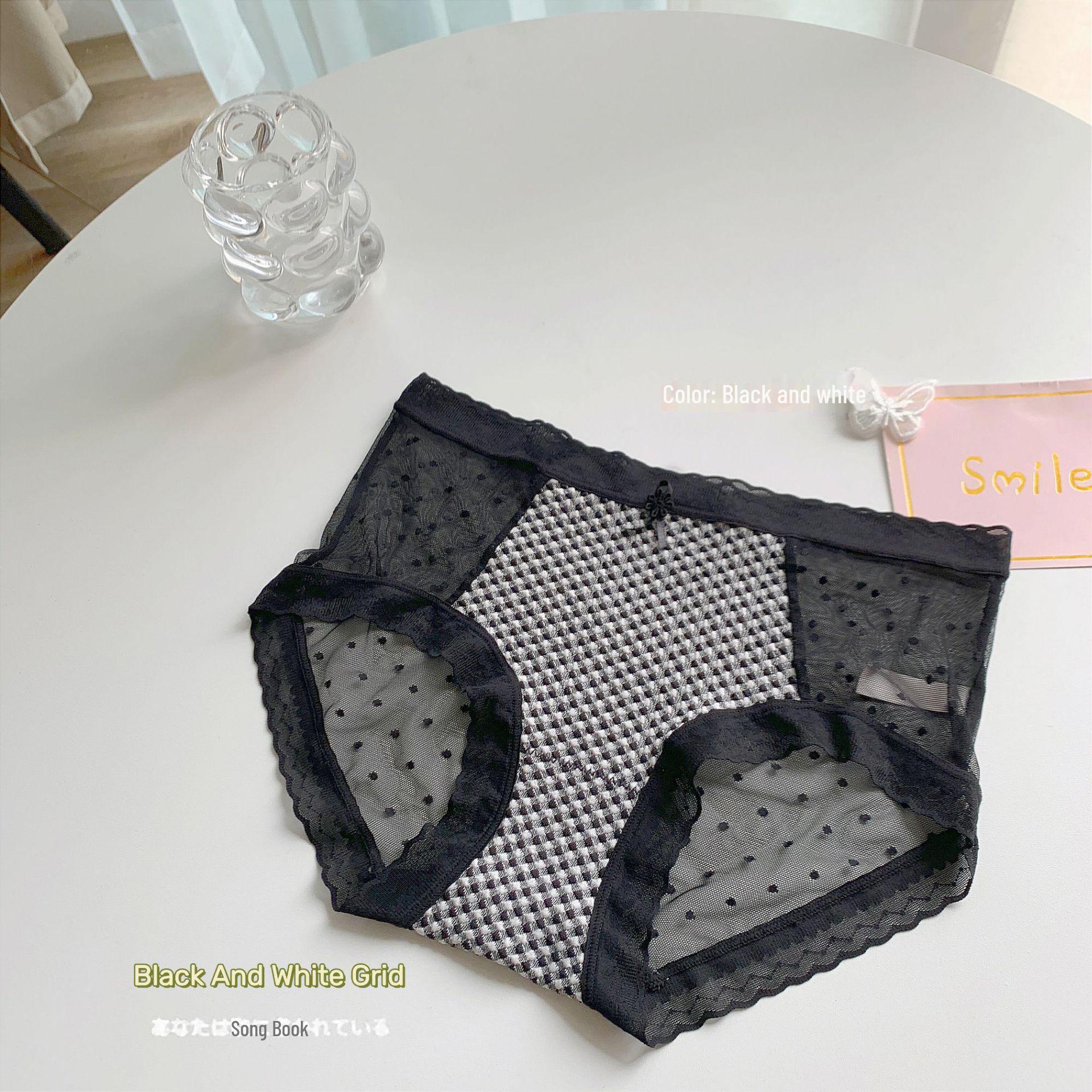 

Большие женские сексуальные сетчатые трусы-брифы Cream Puff со средней посадкой и хлопковой вставкой M (recommended 80-100 jin)