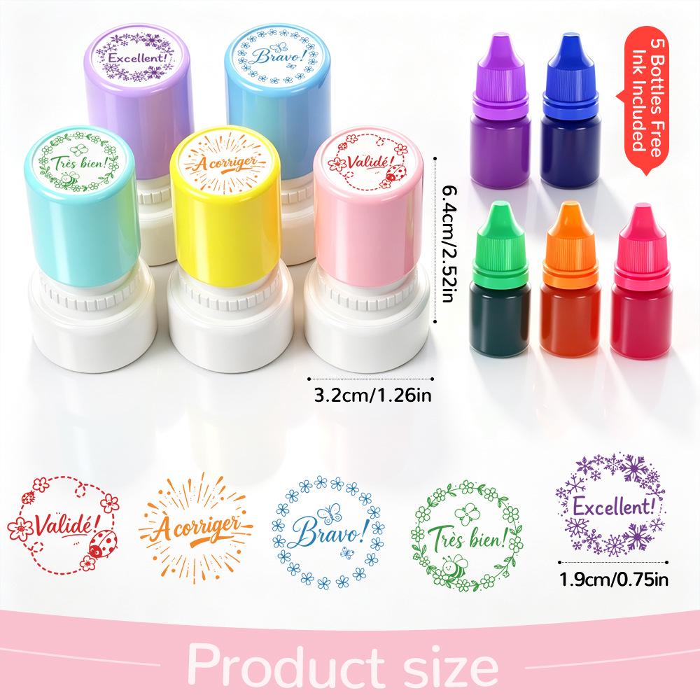 5 Morandi Color Teacher Comment Stamps: Encouragement and Reward Stamps for Kids