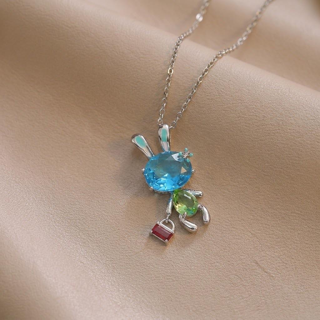 European & American Style Colored Zircon Bird & Butterfly Pendant Clavicle Necklace for Women