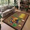 Rooster Corn Pattern Carpet Mat Retro Living Room Dining Room Carpet Decoration Colorful Chicken Wood Pattern Decorative Carpet