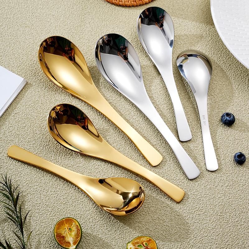 304 Stainless Steel Thickened Household Soup Spoon with High Aesthetic Value for Children's Spoons and Desserts