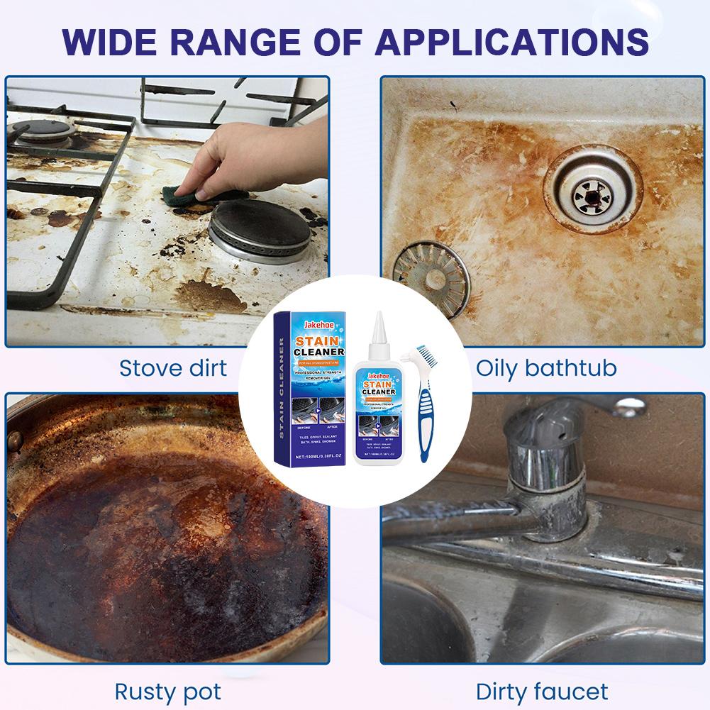 Mold Remover with Brush Quick Acting Stain Remover Gel for Bathroom Washing Machine Refrigerator Strip Kitchen Cleaner Gel
