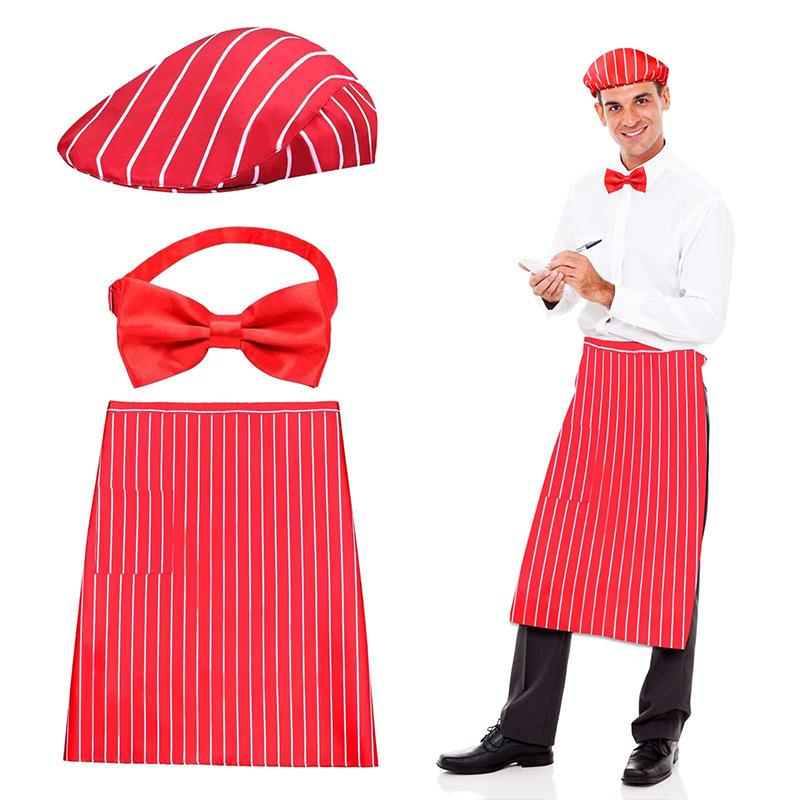 

Apron, chef s hat, bow tie, chef role-playing party props Adult size красный