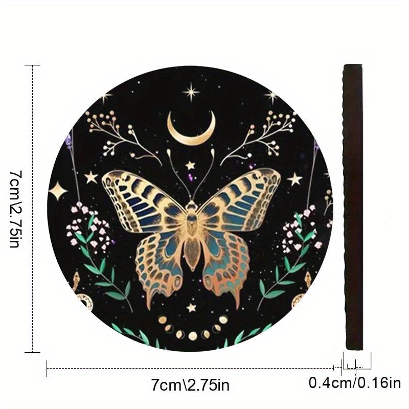 2pcs Elegant Golden Butterfly Car Cup Holder Coasters - Non-Slip, Removable & Reusable For Vehicle And Home Use