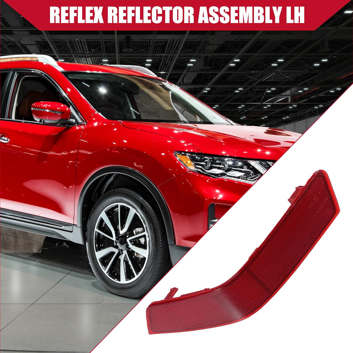 No.265656FV0B Bumper Reflector for Nissan Rogue 2016-2020 / Rear Left Light Reflector Cover Bumper/Durable Plastic / 1Pcs Red