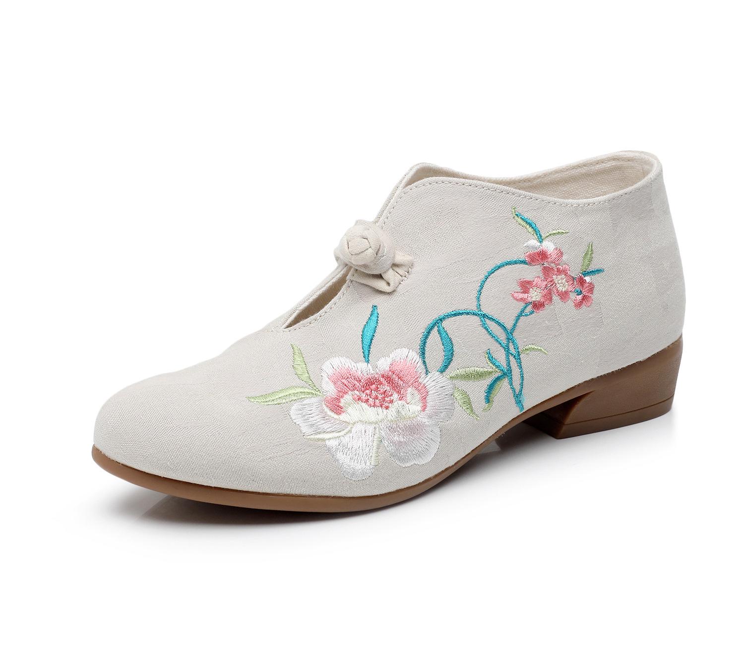 

Litaixin Женские вышитые туфли на толстом каблуке в стиле ретро из ткани 38