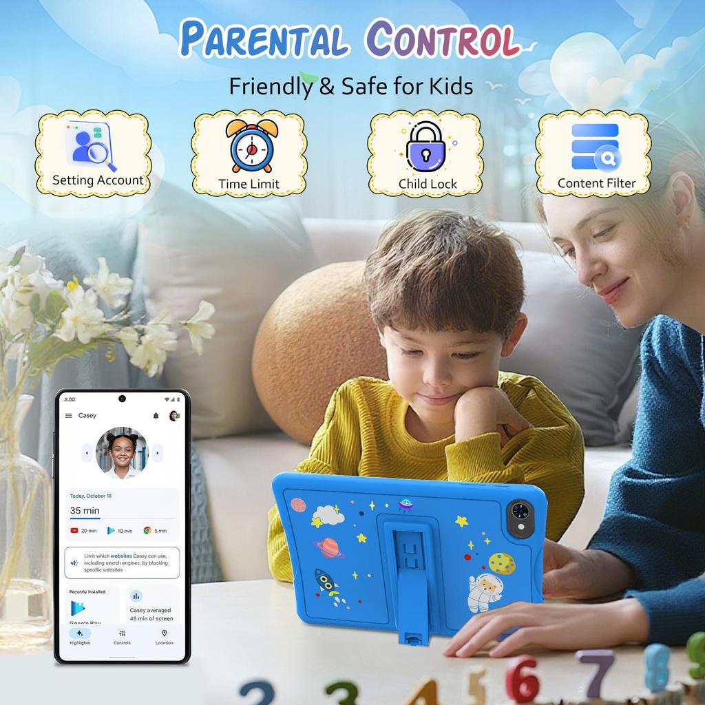 ExcitPower K10 Tablet per Bambini da 10,1 Pollici Android 16, 4GB RAM 64GB ROM, Ampio Display Widevide L1, Octa-core RK3562, 5000mAh, WiFi 5G