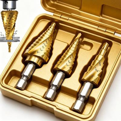 5/1PCS HSS Bearing Steel Step Drill Bit High Speed Steel Single Spiral 4-20 Cone Drill Bit Wood Metal Hole Cutter Drilling Tools