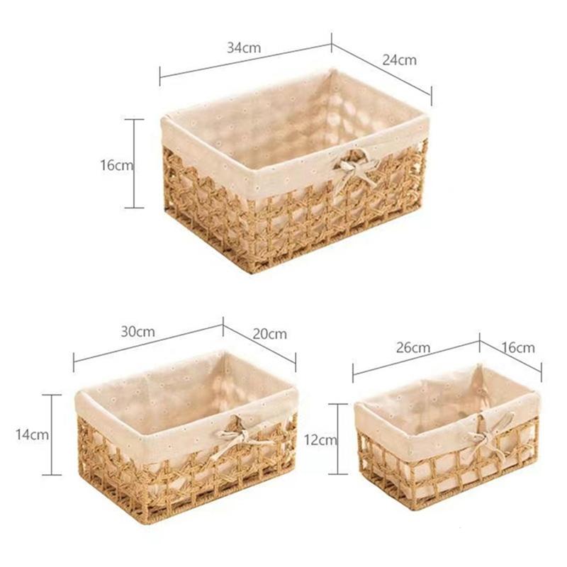 Rectangular Wicker Basket Cube Storage Box Wicker Storage Basket Hand-Woven Paper Rope Decorative