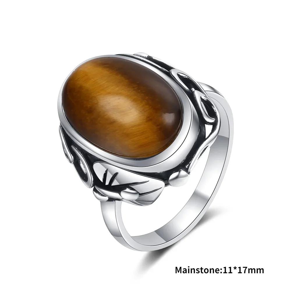 High Quality Natural Tiger Eye Rings S Silver  Ring for Women Gifts Vintage Fine Wedding Party Ring Wholesale