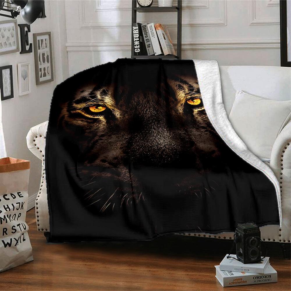 1pc Tiger Print Soft & Warm Polyester Knit Blanket, Digital Printed, All-Season Throw for Napping, Traveling, Sofa yy250906014