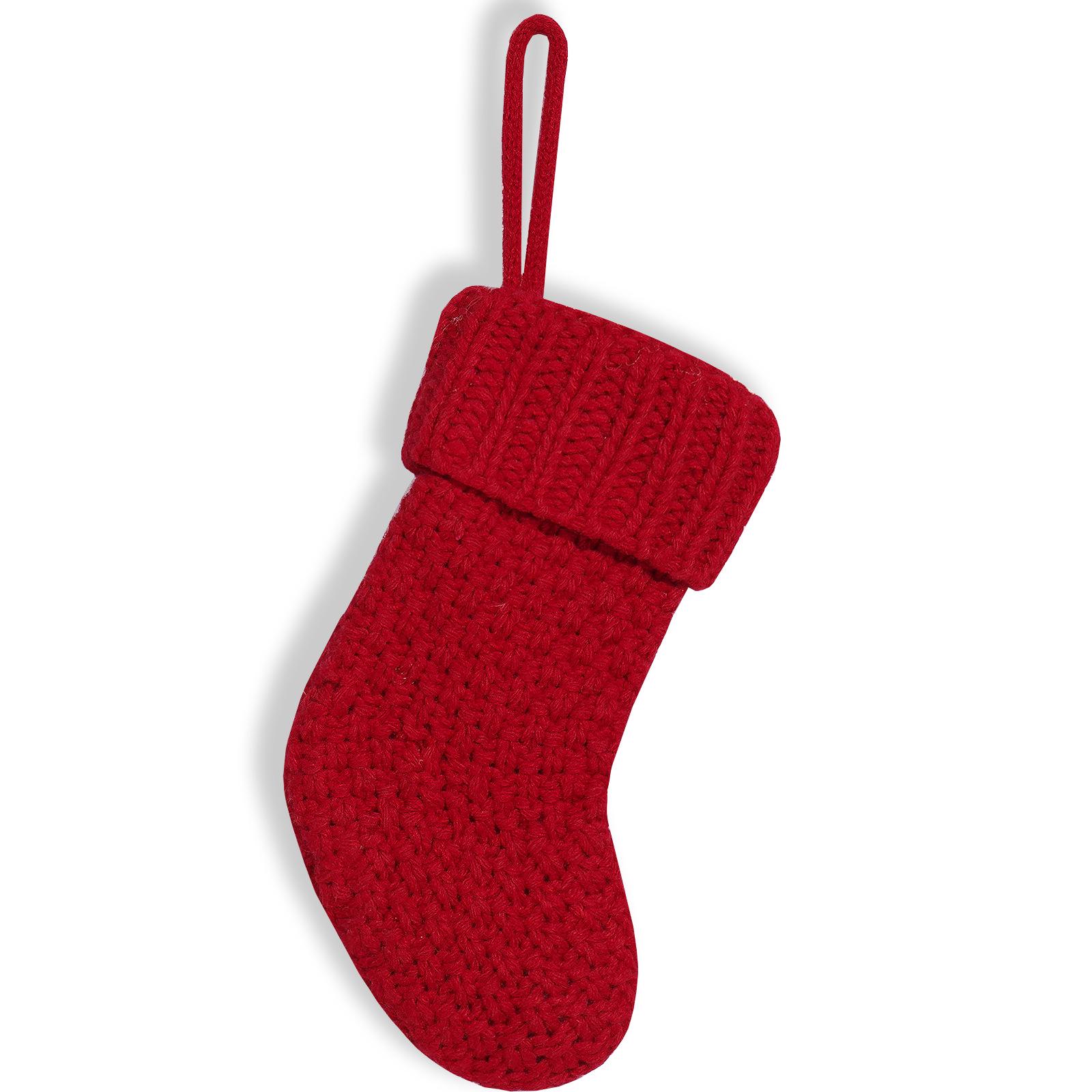 Rustic Knitted Christmas Stocking & Tree Pendant Set красный