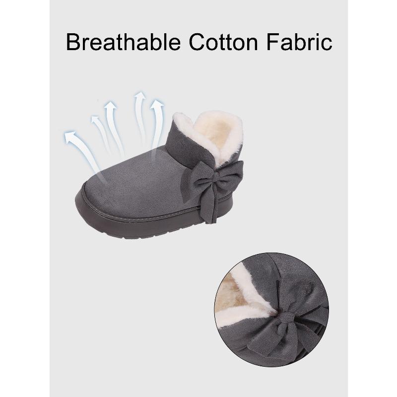 New Cotton Slippers: Fashionable Autumn/Winter Cotton Slippers for Men and Women with Bow Detail Indoor/Outdoor Oversized Warm Shoes