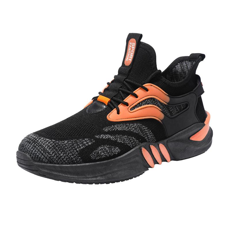 

2025 summer new fashion casual thin men s shoes flying woven breathable sports shoes color matching thick sole 39 чёрный