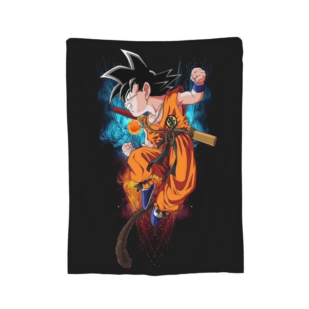 Goku Collage Flannel Blanket DBZ Japanese Anime Awesome Throw Blankets for Home Hotel Sofa 125*100cm Plush Thin Quilt,