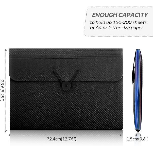 SKYDUE Accordion File Organizer, Expanding File Folder with 7 Pockets, Portable Receipt Paper Bill Document Organizer, Letter/A4 Size Filing Folder