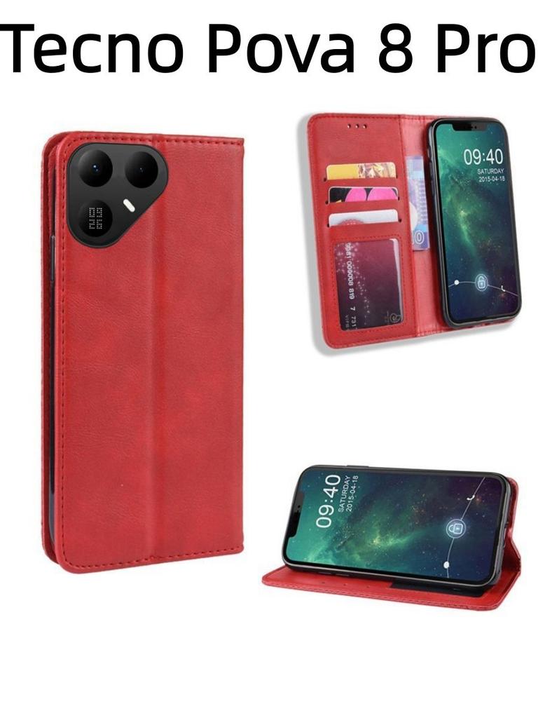 For Tecno Pova 8 Pro Case Flip Wallet Magnetic Buckle Retro Leather Cover for Tecno Pova 8 Pro Phone Back Cover
