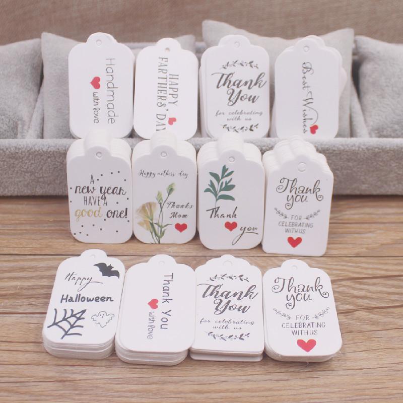 100 Pcs 3x5cm Kraft Paper Brown/white Gift Labels, with 20m Rope, for Wedding, Baby Shower, Christmas Labels, Party Decora