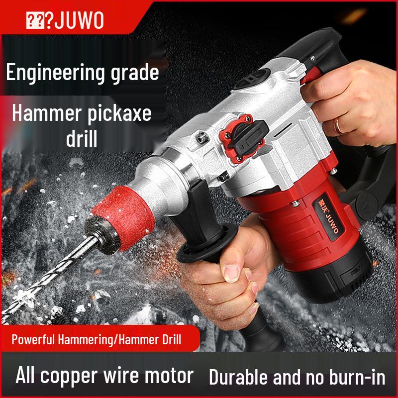 Dual-Use Electric Hammer & Pickaxe: Multi-Function High-Power Impact & Electric Drill for Concrete and Household Use.