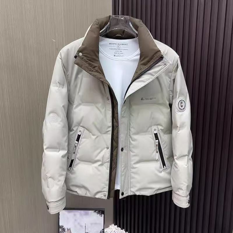 Men's Winter Stand-Up Collar Warm, Thickened, Two-Tone Waterproof Casual Versatile Jacket