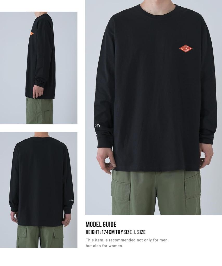 Improbes Casual [GERRY] Custom Diamond Patch Long Sleeve T-Shirt, Men's, Purple