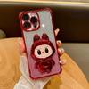 Applicable to iPhone16 Labu mirror bracket mobile phone case Apple 15 electroplated four-corner airbag anti-drop 14 soft case