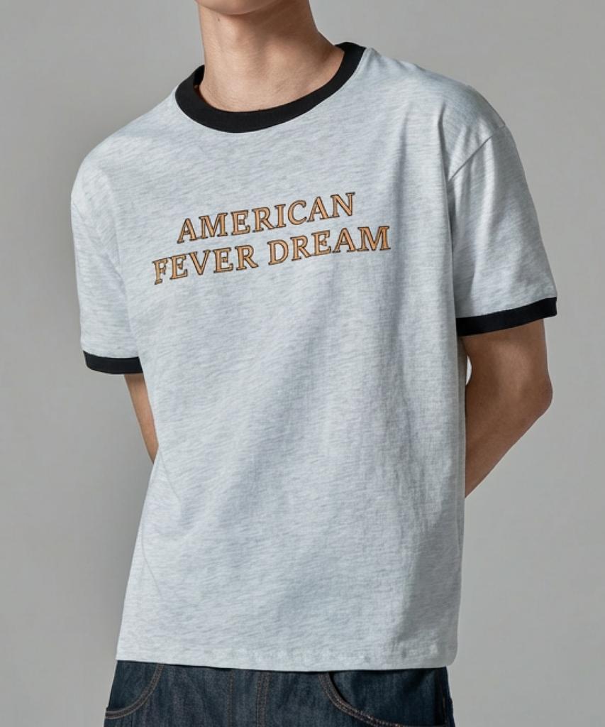 WAAR M1090 Dream Fever Ringer Short Sleeve T-Shirt_White Melange