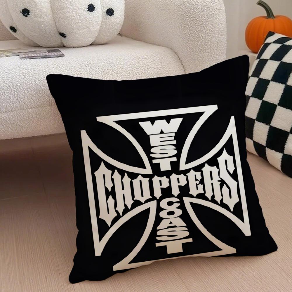 Brand Biker W-West Coast Choppers Cushion Cover Throw Pillow Cover Hidden Button Durable Polyester Chair Cushion