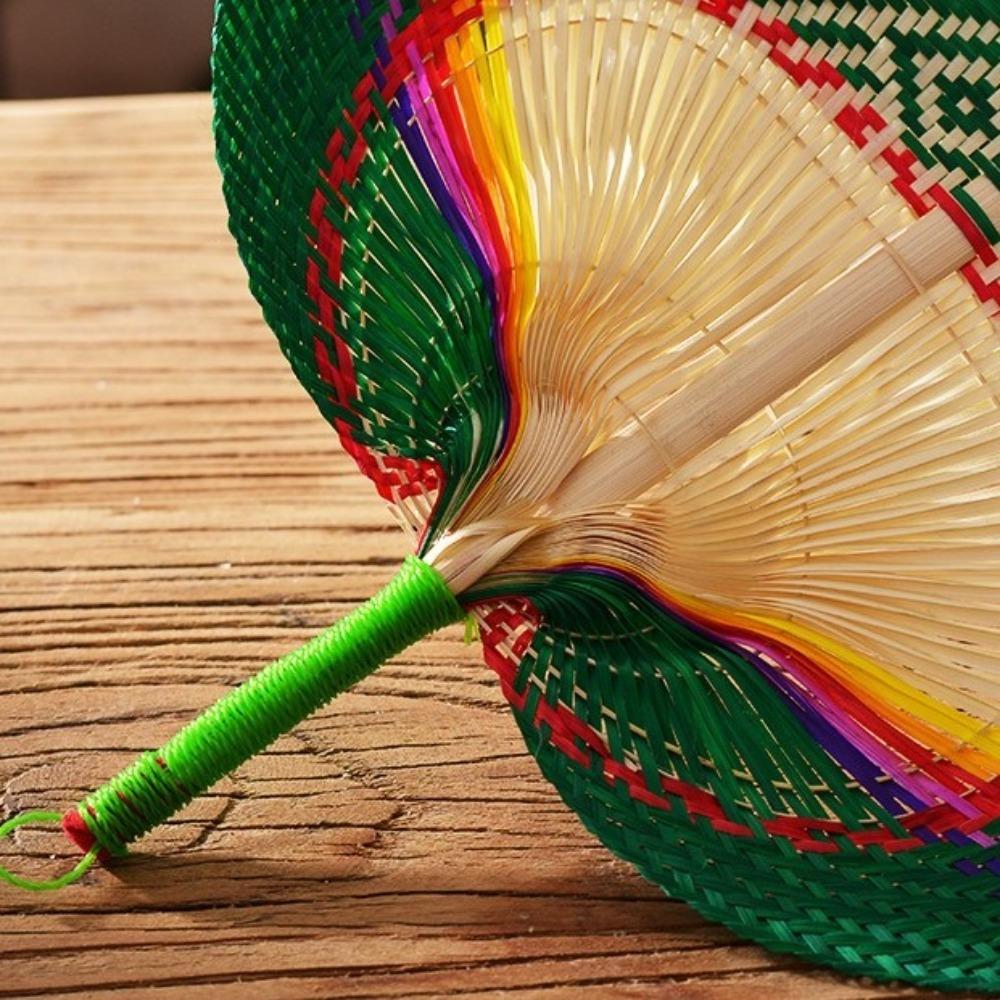 Bamboo Palm Leaf Fan Chinese Style Heart Shaped Fan Creative Hand-woven Fan  Outdoor Activities