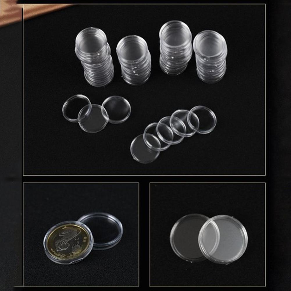 100pcs Coin Capsule Commemorative Transparent Plastic Round Box Supplies