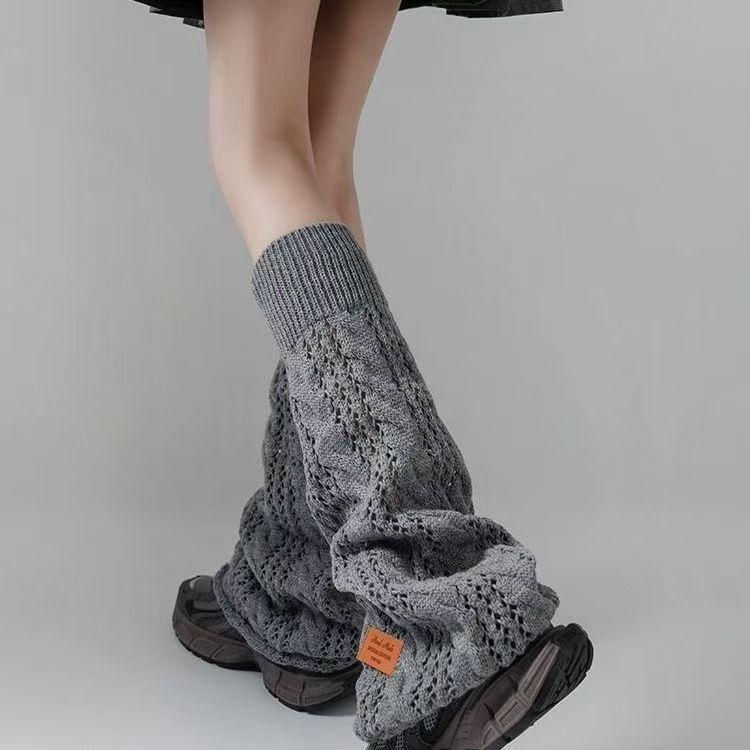 

Женские тонкие ажурные гетры для весны и лета, вязаные дышащие до икры, расклешенные, присборенные длинные носки one size