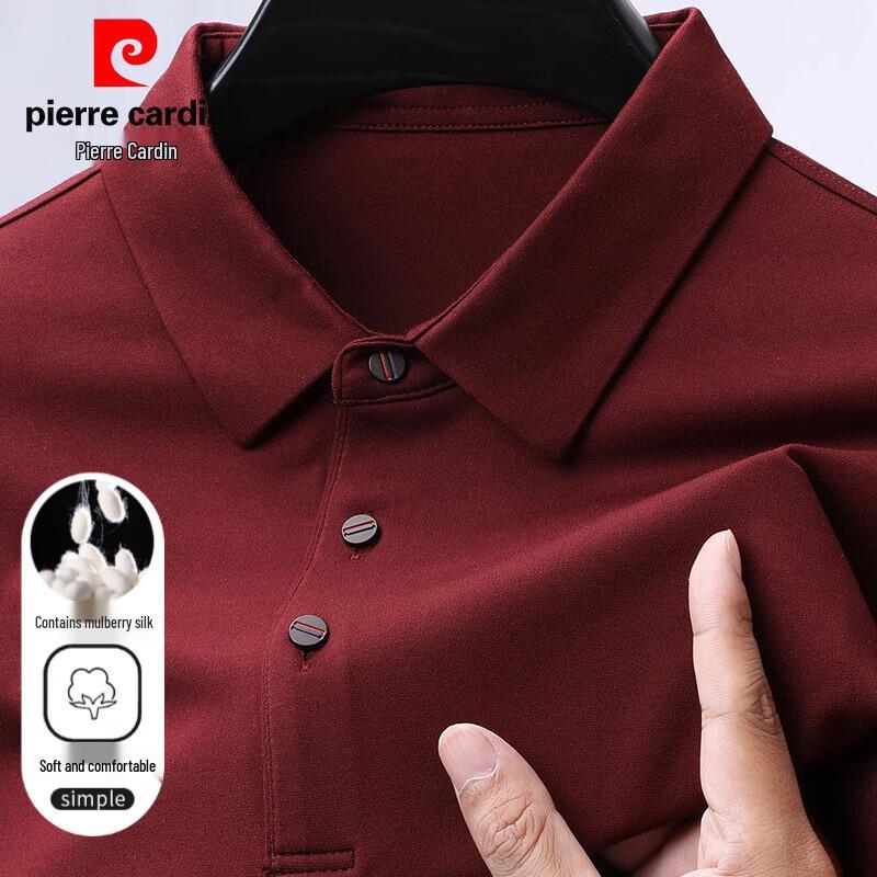 Pierre Cardin Men s Long-Sleeve Silk Blend Polo Shirt L