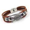 Trendy Punk Multilayer Leather Bracelet Female Fatima Hand Sun Flower Alloy Charm Jewelry Wristband