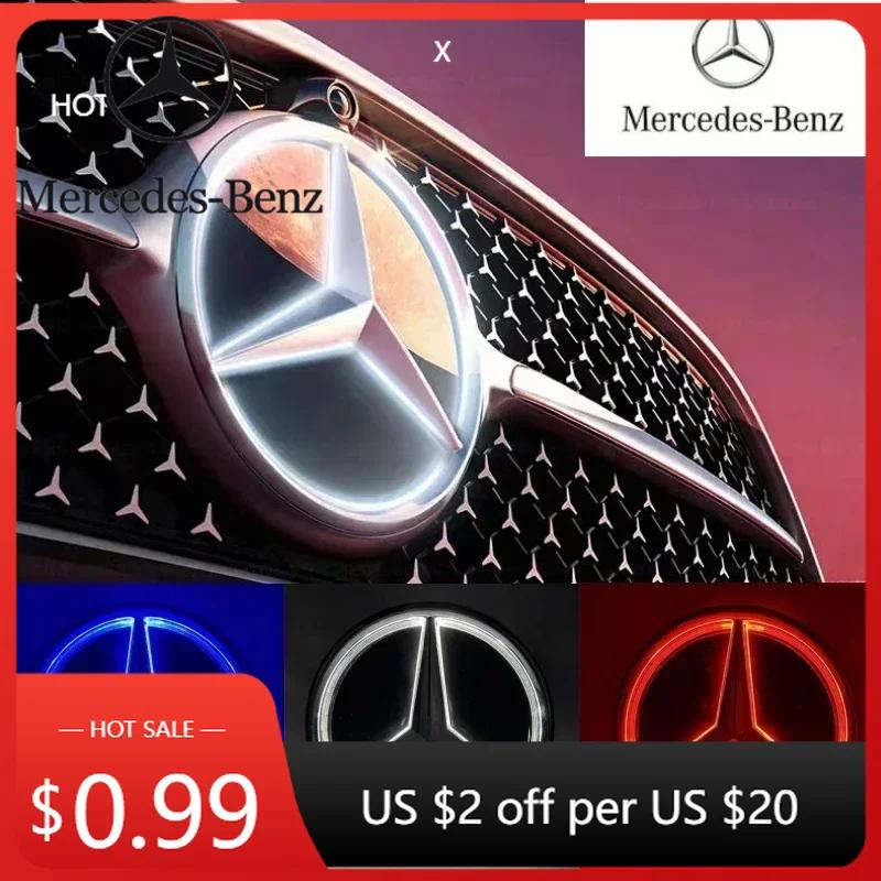 Heißer Autoaufkleber Auto Frontgrill Logo Licht Spiegelgesicht LED Abzeichen Emblem Leuchtendes Dekoratives Licht Für Mercedes Benz W213 E-Klasse