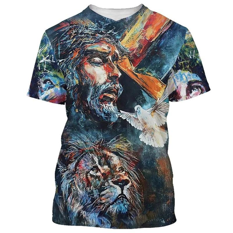 

Cartoon Dinosaur Pattern T-Shirt For Men Animal 3D Printed Short Sleeve 6XL