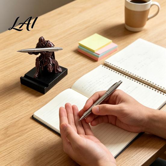Scratch-resistant Desk Accessory Kneeling Knight Pen Holder 3D Printed Armor Warrior Unique Ninja Decor Organizer Executive Rest for Office,