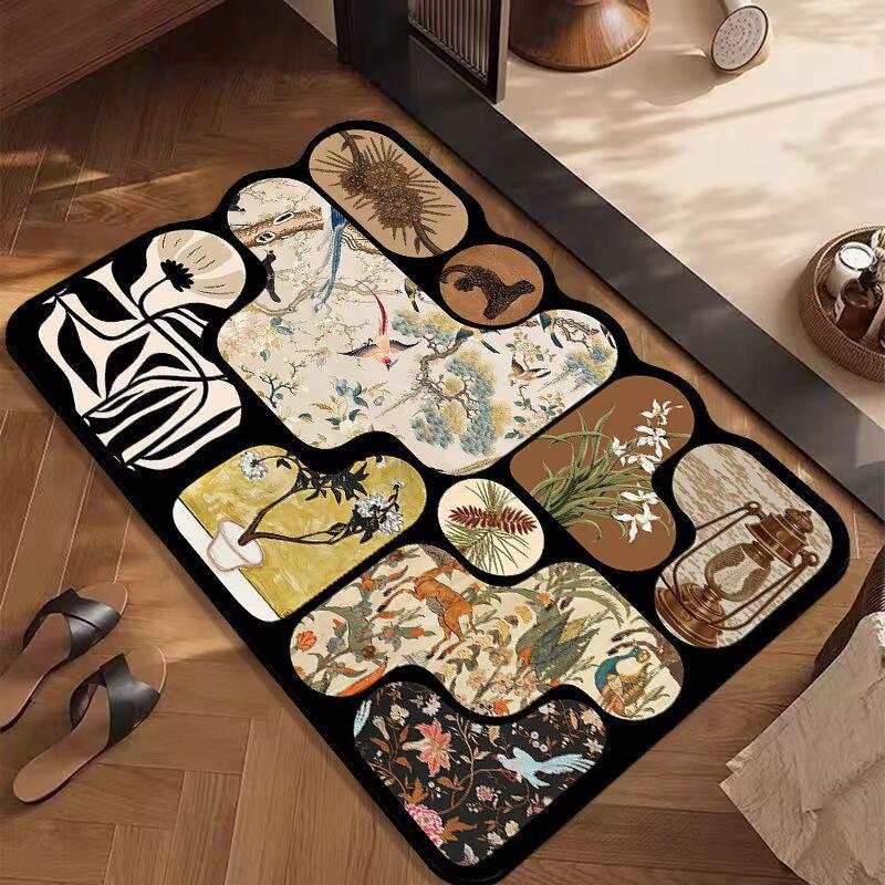 Retro-Style Quick-Dry Non-Slip Diatomaceous Earth Bathroom Floor Mat 30x40 cm