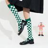 Korean Checkerboard Long Socks Fashion Socks High Tube Harajuku Street Black White Plaid Stockings
