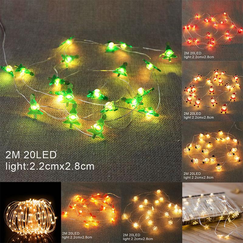 20led Hanging 2m Christmas Lights Snowflake Candy Cane Xmas Tree Powered Battery