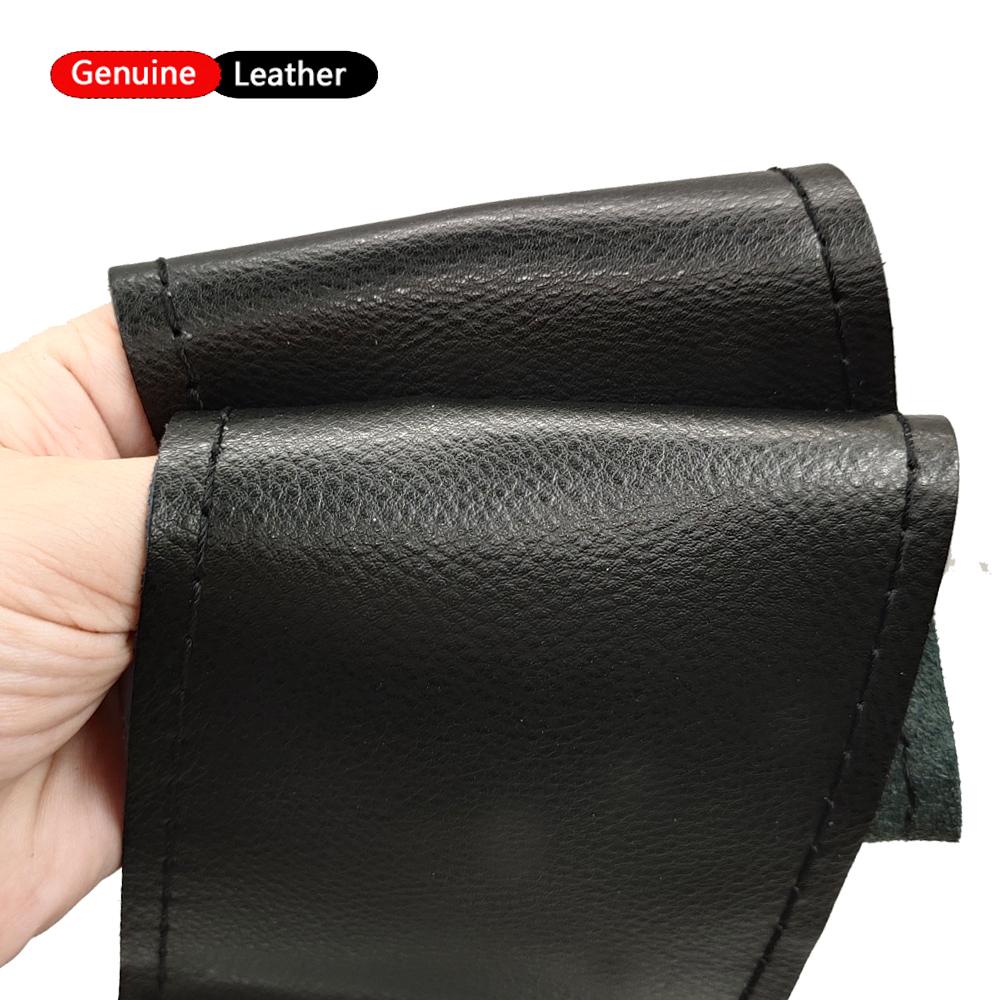 DIY 100% Genuine Leather Steering Wheel Cover Sew Hand Sewn For Diameter 38cm Classical Breathable Soft Steering Wheel Covers чёрный