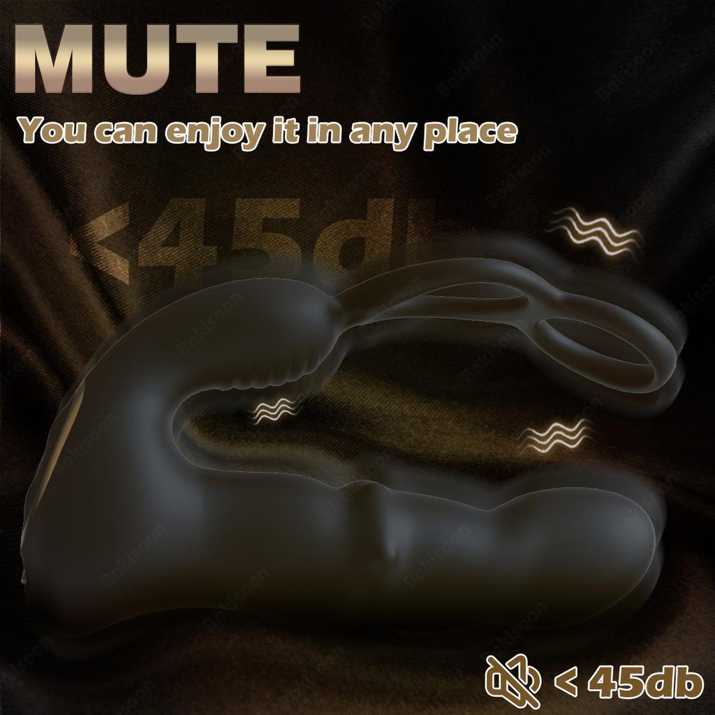 9 Wiggling Thrusting Beads Prostate Massager Vibrating Butt Plug with Penis Ring Vibrator Anal Dildo Prostate Stimulor for Men Double-locking Ring