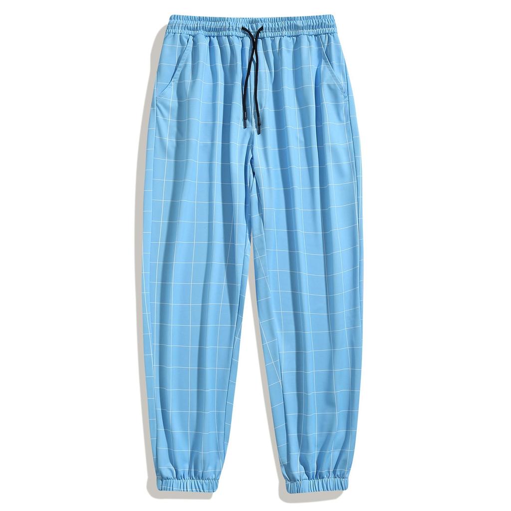 New Spring And Autumn Men'S Sports And Leisure Quick-Drying Plaid Pants Men Comfortable Solid Color Casual Pants Men