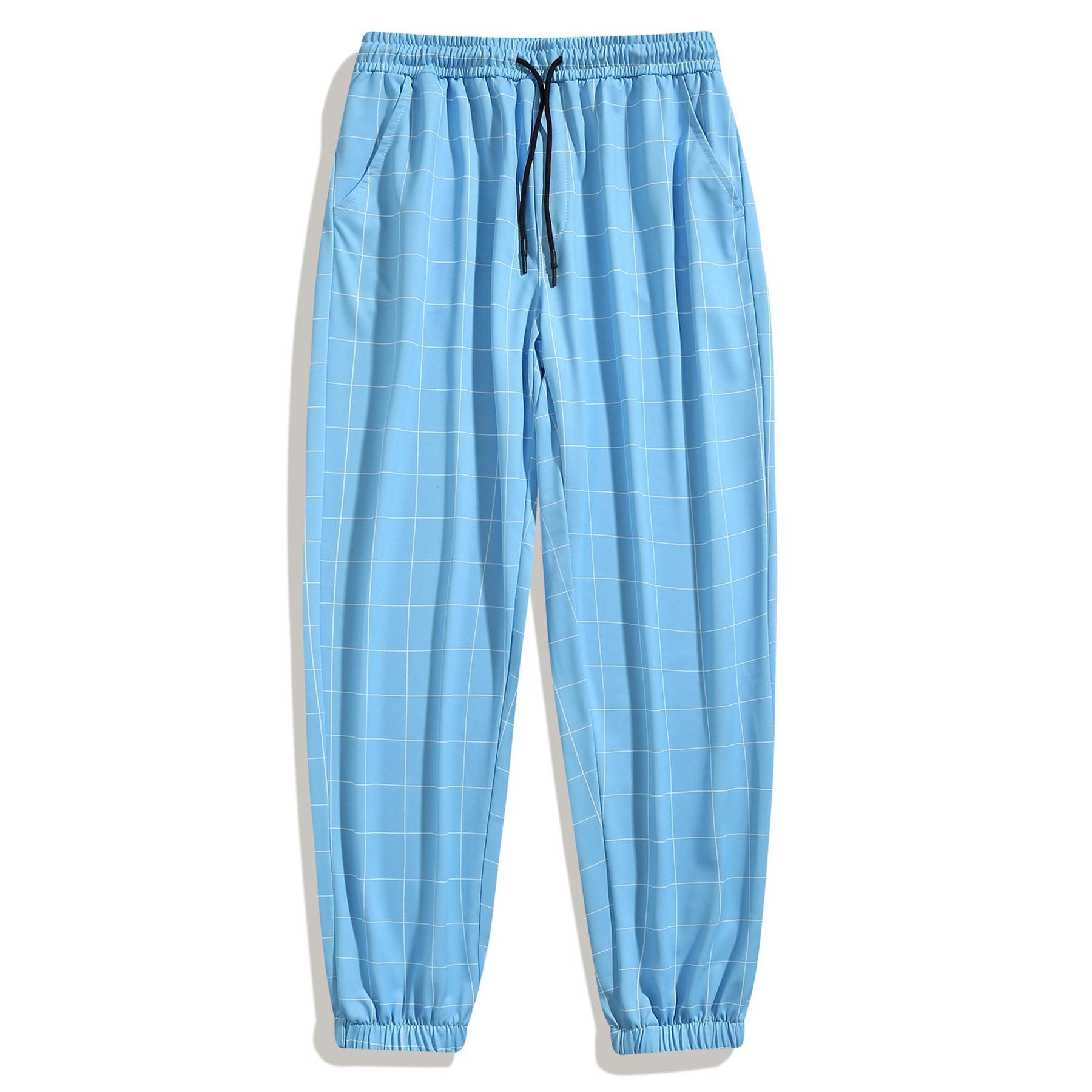 

Новые мужские спортивные и повседневные быстросохнущие клетчатые брюки на весну и осень, мужские удобные однотонные повседневные брюки 3XL синий