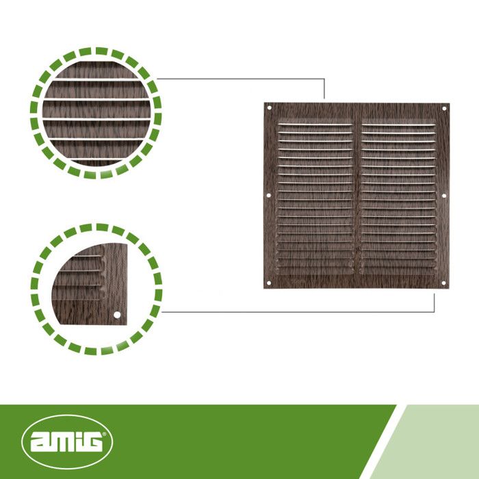 Amig | grille d'aération 3 | 200 x 200 mm | aluminium | wengé