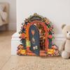 Halloween Fairy Tale Style Pumpkin Rose Mouse Hole Double-layer Wooden Board Home Wall Decoration Item Hanger Ornament
