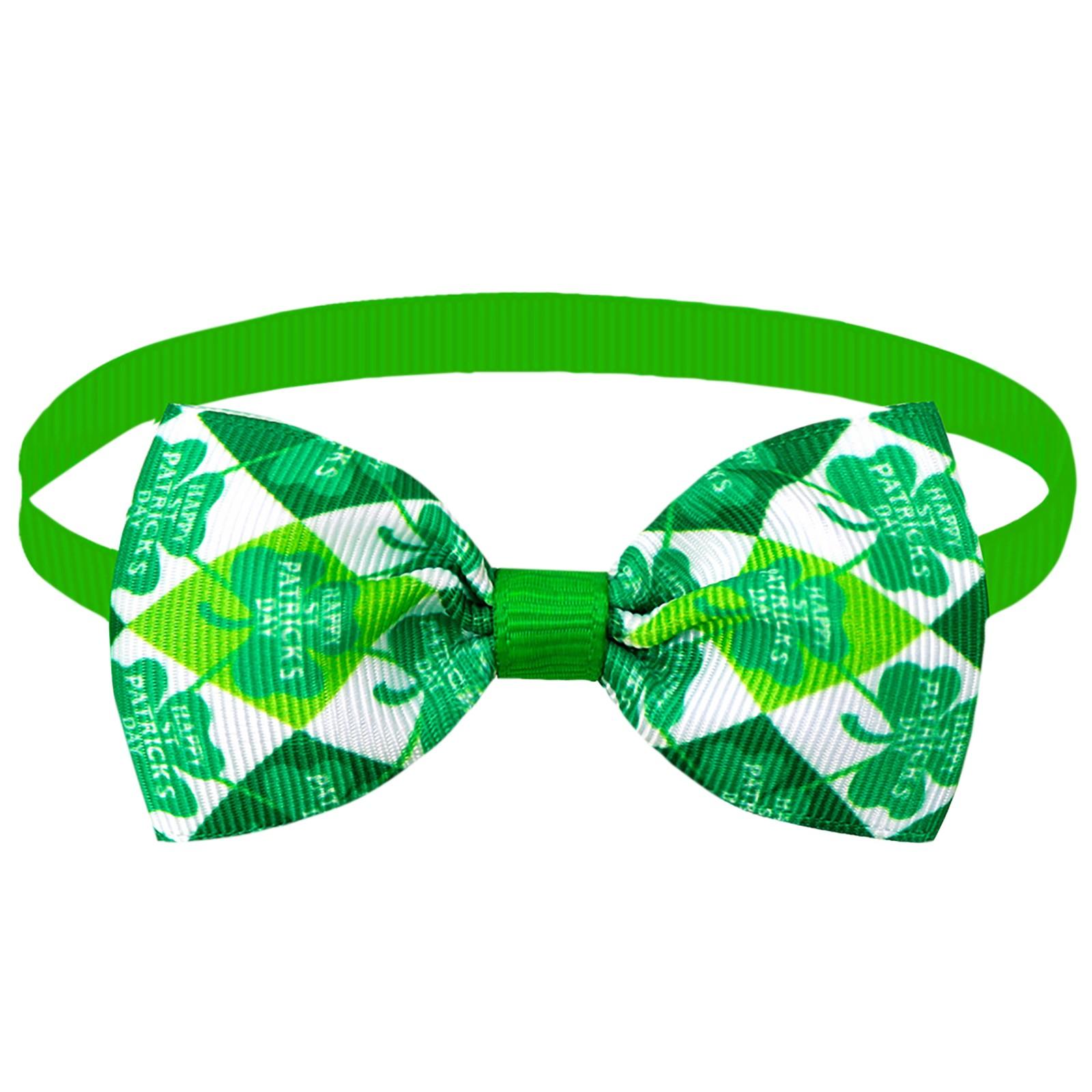 

St. Patrick s Day Bow Tie Green And Dog Universal Decorative Four-Leaf Holiday Small And Medium Pet Tie One Size
