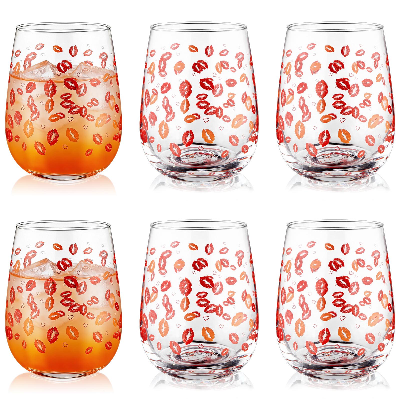 6 Pack 17 Oz Heart Valentine S Day Wine Glass Set Valentine Wine Glass Drink Up Valentine S Day Wine Glass Romantic Wine Glasses армия зеленый