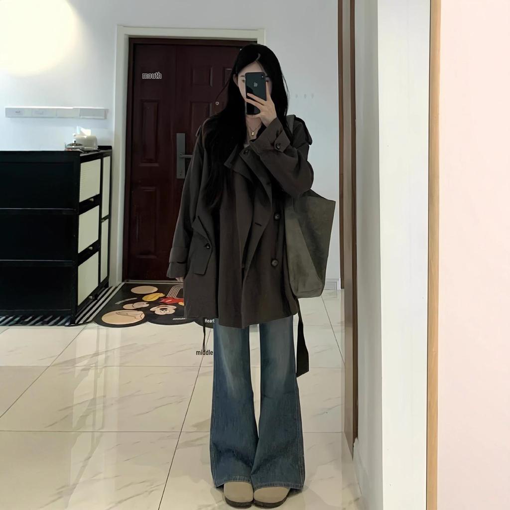 2025 Women's Spring Korean-Style Thin Casual Trench Coat