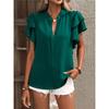 Summer New European And American V-neck Flying Sleeve Shirt Slim Fit And Slimming Chiffon Top